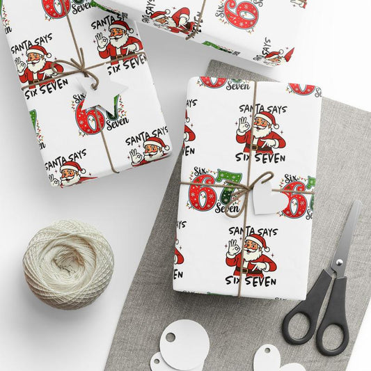 67 Meme Santa Christmas Gift Wrap, Funny Six Seven 6-7 Meme Xmas Gift Wrapping Paper - Ideal for Christmas, Birthdays, Celebrations & Holidays